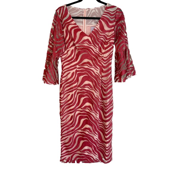 JS Collections Leslie V-Neck Midi Dress Printed In Scarlet Women's Size 4 NWOT - Picture 4 of 12